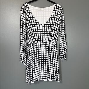 Abercrombie & Fitch Women's Black & White Windowpane Plaid Dress - Size Large